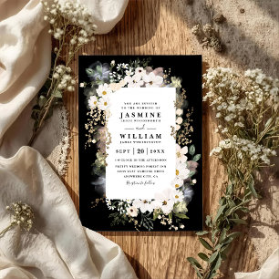 Boho Wildflowers Elegant Modern QR Code Wedding Invitation