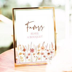 Boho Wildflowers Favours Bridal Shower Sign