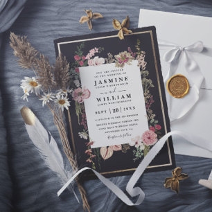 Boho Wildflowers Garden Elegant Modern Wedding Invitation
