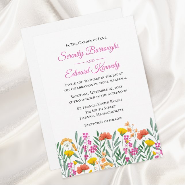Boho Wildflowers Garden Spring Floral Wedding Invitation (Creator Uploaded)