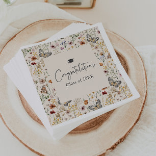 Boho Wildflowers Graduation  Napkin