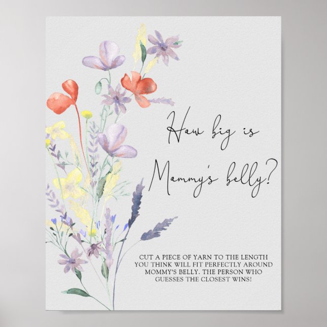 Boho Wildflowers - How big is mummy's belly game Poster (Front)