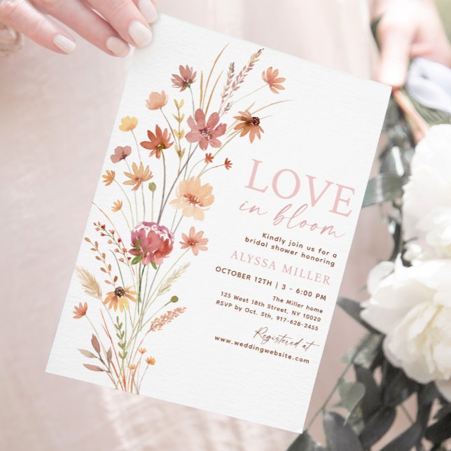 Boho Wildflowers Love in Bloom Bridal Shower Invitation (Creator Uploaded)