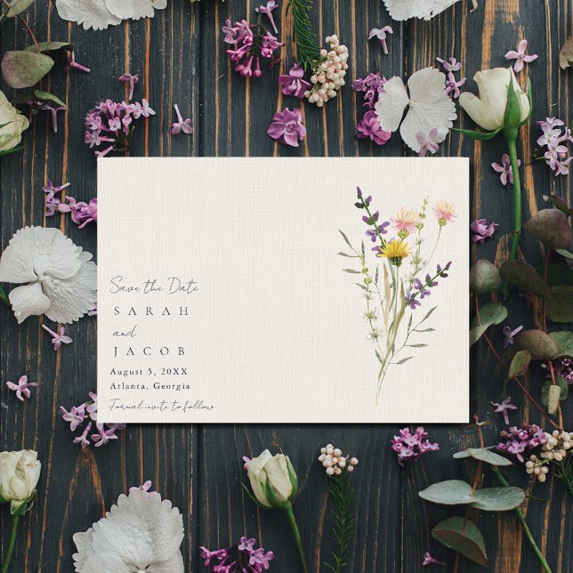 Boho Wildflowers Minimalist Wedding  Save The Date (Boho Wildflowers Minimalist Wedding Save The Date)