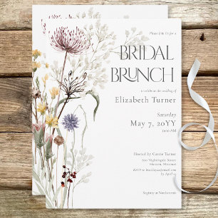Boho Wildflowers Modern Floral Bridal Brunch Invitation
