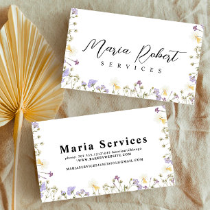 Boho wildflowers nature botanical spring business card