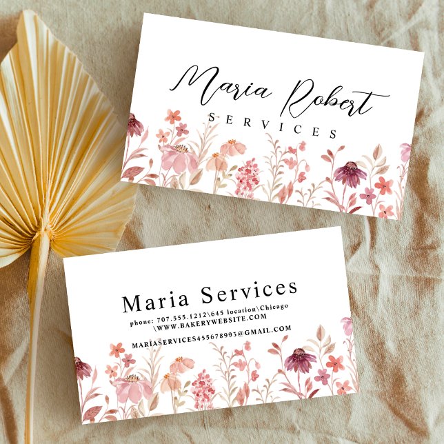 Boho wildflowers nature botanical spring business card (Creator Uploaded)