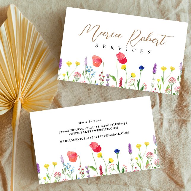Boho wildflowers nature botanical spring business card (Creator Uploaded)