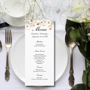 Boho Wildflowers Neutral Colours Wedding Menu