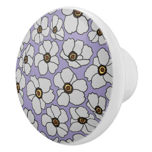 Boho Wildflowers On Lavender Ceramic Knob