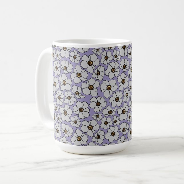 Boho Wildflowers On Lavender  Coffee Mug (Front Left)