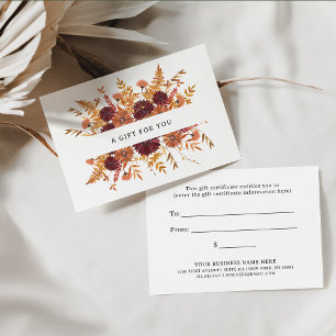 Boho Wildflowers on White   Gift Certificate