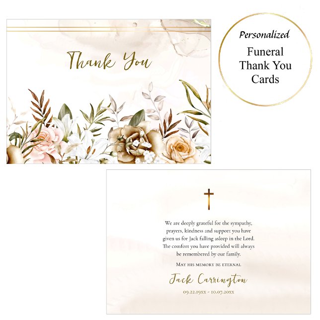Boho Wildflowers Orthodox Christian Funeral Thank You Card (Creator Uploaded)