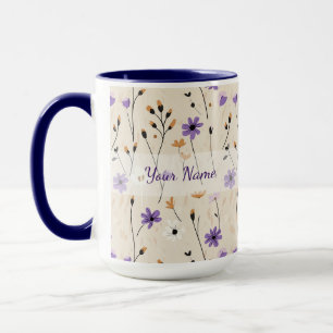 Boho Wildflowers Personalised Floral Mug