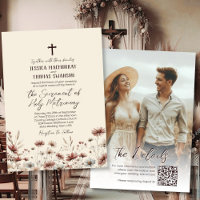 Boho Wildflowers Photo & QR Code Catholic Wedding