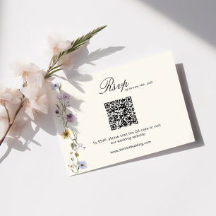 Boho Wildflowers QR Code Wedding Enclosure Card