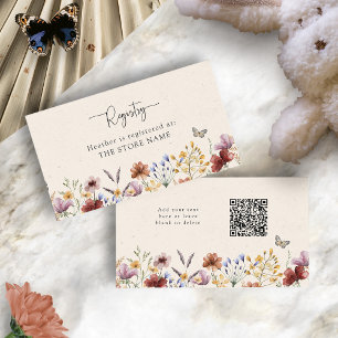 Boho Wildflowers Registry Baby Shower Enclosure Card
