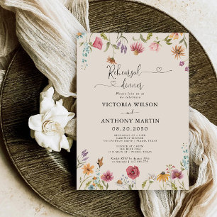 Boho Wildflowers Rehearsal Dinner Invitation