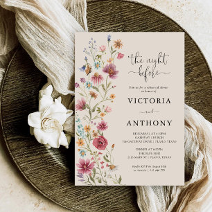 Boho Wildflowers Rehearsal Dinner Invitation
