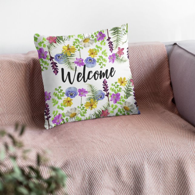 Boho wildflowers rustic floral cushion (Creator Uploaded)