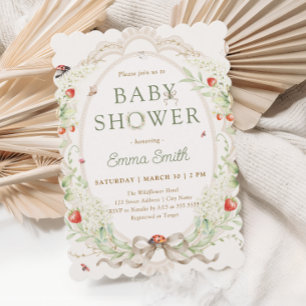 Boho Wildflowers Strawberry Baby Shower Invitation