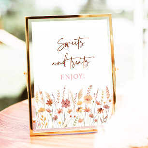 Boho Wildflowers Sweet Treats Baby Shower Sign