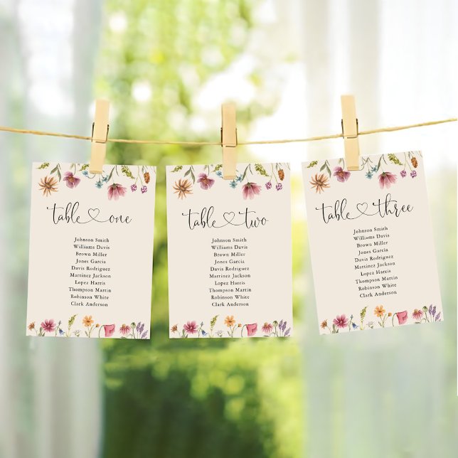 Boho Wildflowers Table Number 3 Seating Chart (Creator Uploaded)
