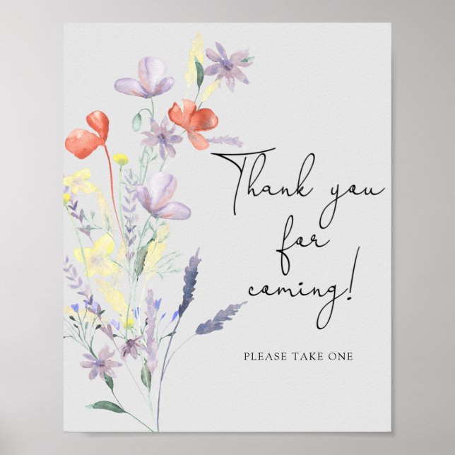 Boho Wildflowers \ Thank you for coming Poster (Front)