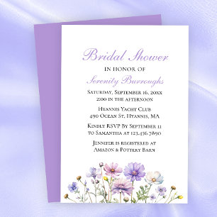 Boho Wildflowers Watercolor Floral Bridal Shower Invitation