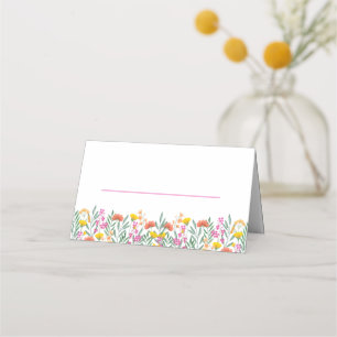 Boho Wildflowers Watercolor Wedding Floral Place Card