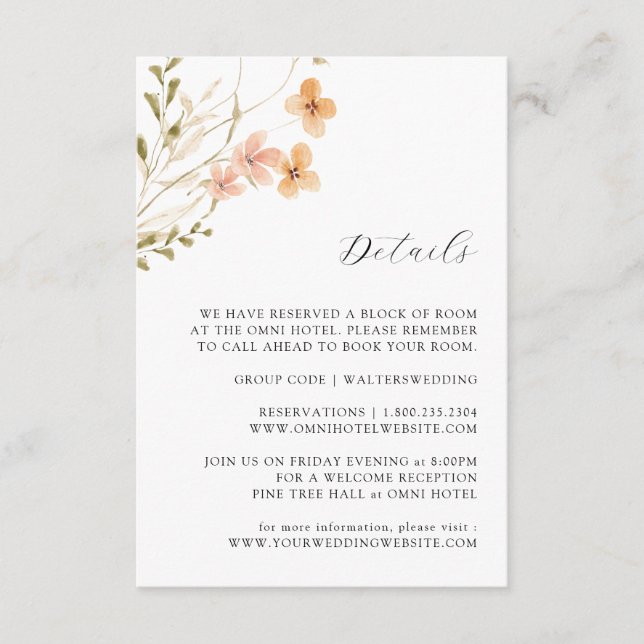 Boho Wildflowers Wedding Enclosure Card (Front)