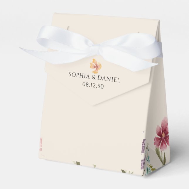 Boho Wildflowers Wedding Favour Box (Front Side)