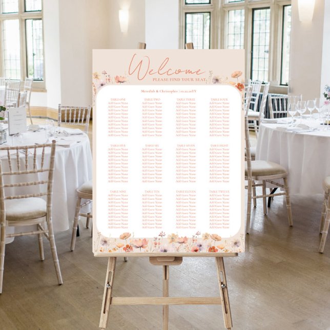Boho Wildflowers Wedding Find Your Seat Poster (Creator Uploaded)
