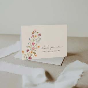 Boho Wildflowers Wedding Flat Thank You Card