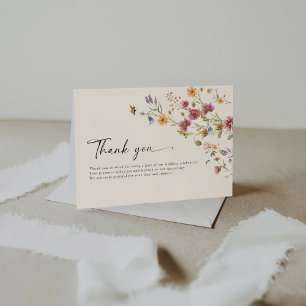 Boho Wildflowers Wedding Flat Thank You Cards