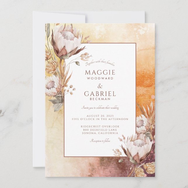 Boho  Wildflowers Wedding Invitation (Front)