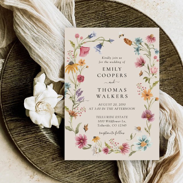 Boho Wildflowers Wedding Invitation (Creator Uploaded)