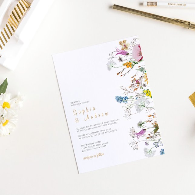 Boho Wildflowers Wedding Invitation (Creator Uploaded)