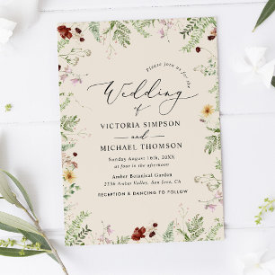 Boho Wildflowers Wedding Invitation