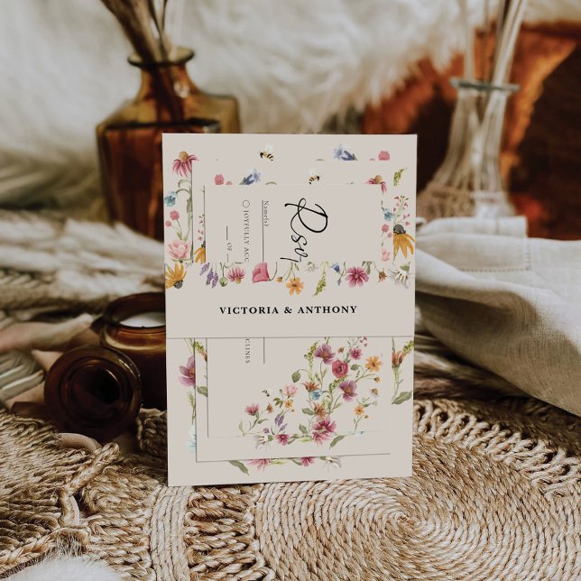 Boho Wildflowers Wedding Invitation Belly Band (Creator Uploaded)