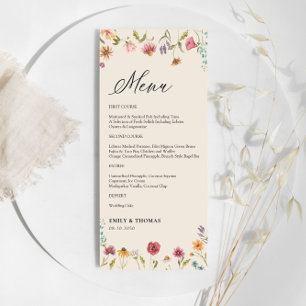 Boho Wildflowers Wedding Menu