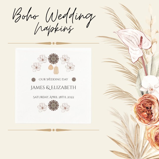 Boho Wildflowers Wedding  Napkin (Creator Uploaded)