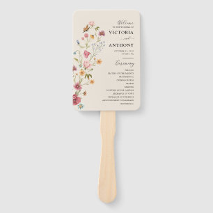 Boho Wildflowers Wedding Program Hand Fan
