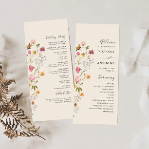 Boho Wildflowers Wedding Program Programme