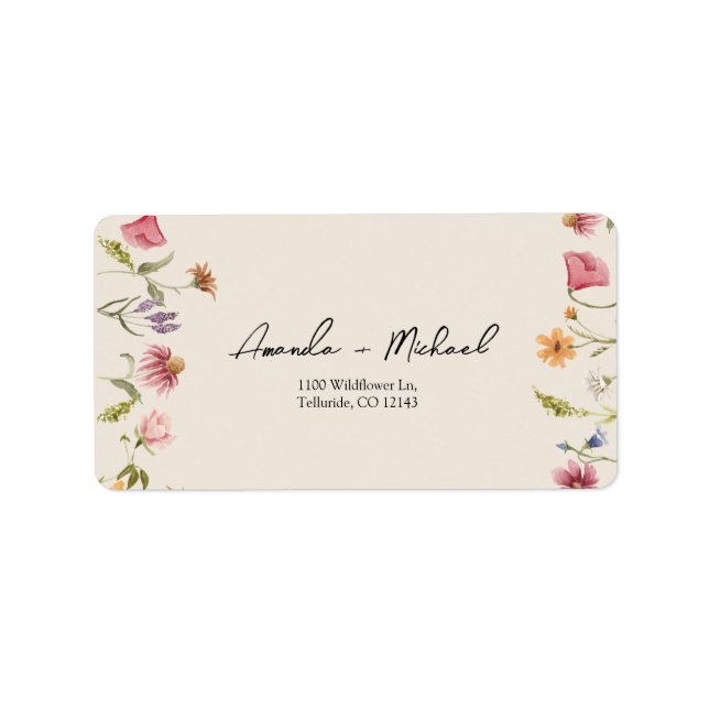 Boho Wildflowers Wedding Return Address Label (Front)