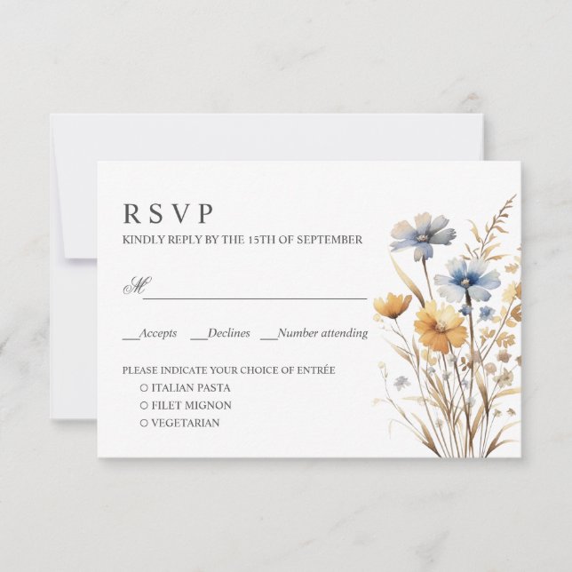 BOHO WILDFLOWERS WEDDING RSVP MEAL CHOICE (Front)