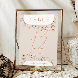 Boho Wildflowers Wedding Table Number