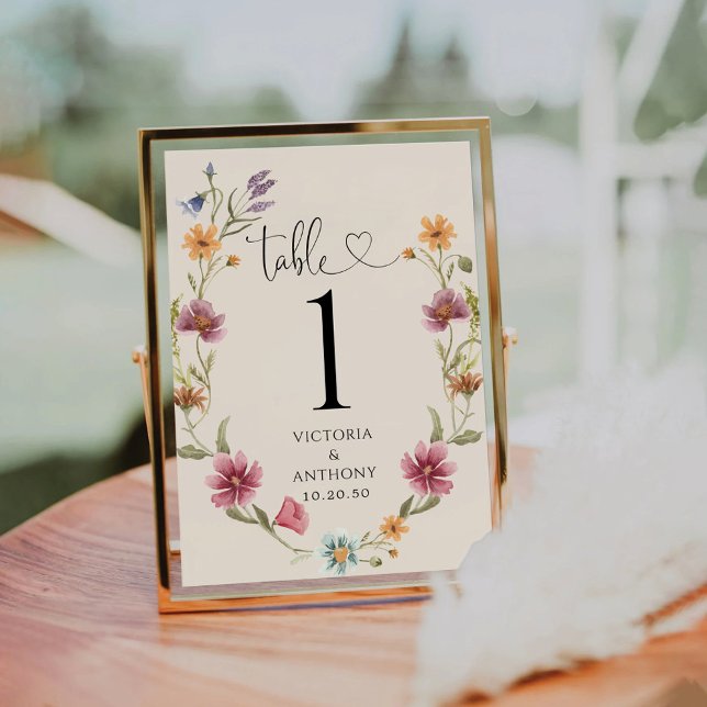 Boho Wildflowers Wedding Table Numbers (Creator Uploaded)
