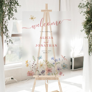 Boho wildflowers welcome wedding acrylic sign