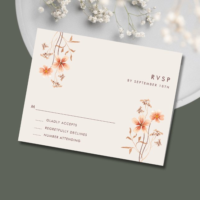 Boho Wildlfower Rustic Outdoor Wedding RSVP Card (Boho Wildlfower Rustic Outdoor Wedding RSVP)